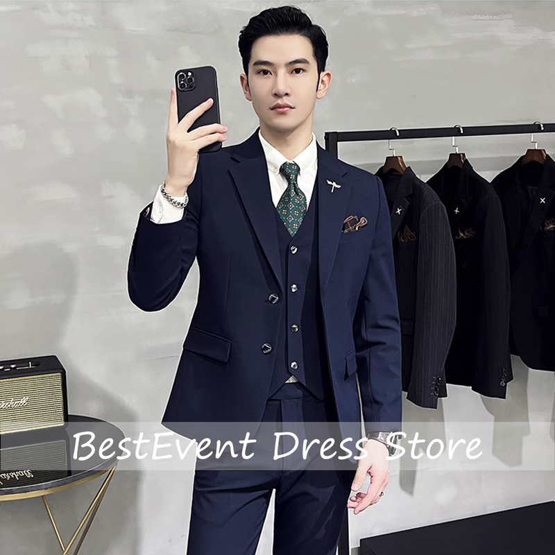 Mens Grooming Brand - Setelan Jas Pria Warna Solid Berkualitas