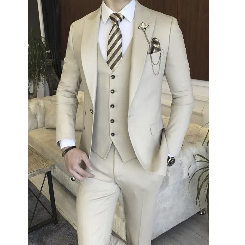 Mens Grooming Brand - Setelan Jas Pria Warna Beige untuk